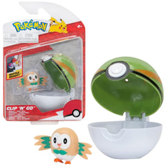 Pokemon Figura de acción Clip N Go Rowlet con bola nido