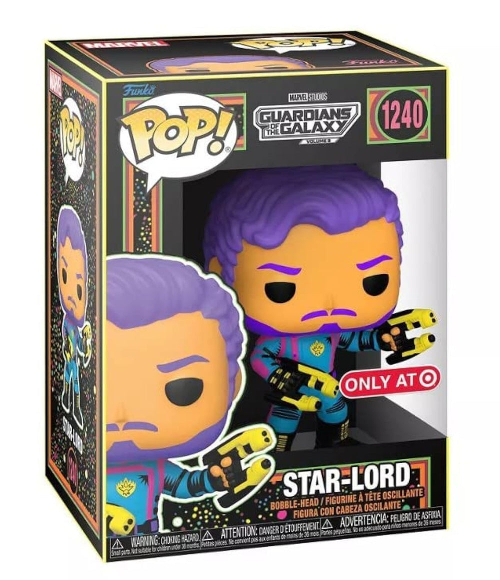 Funko Pop Marvel (FPMBL423) - Figura de vinilo con luz negra MCU Glow Toy (Star Lord)