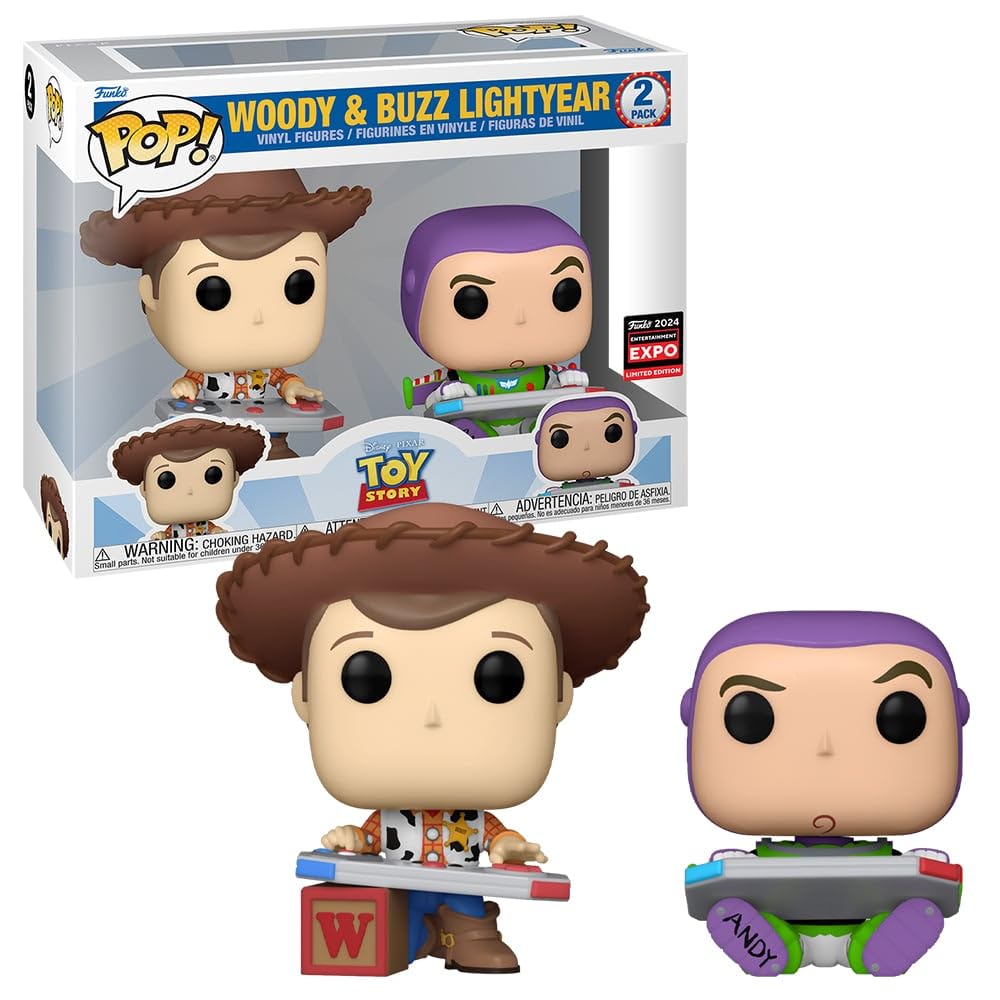 Funko Pop! Disney: Toy Story - Paquete de 2 Lightyear de Woody & Buzz (edición limitada 2024 de Entertainment Expo compartida exclusiva)