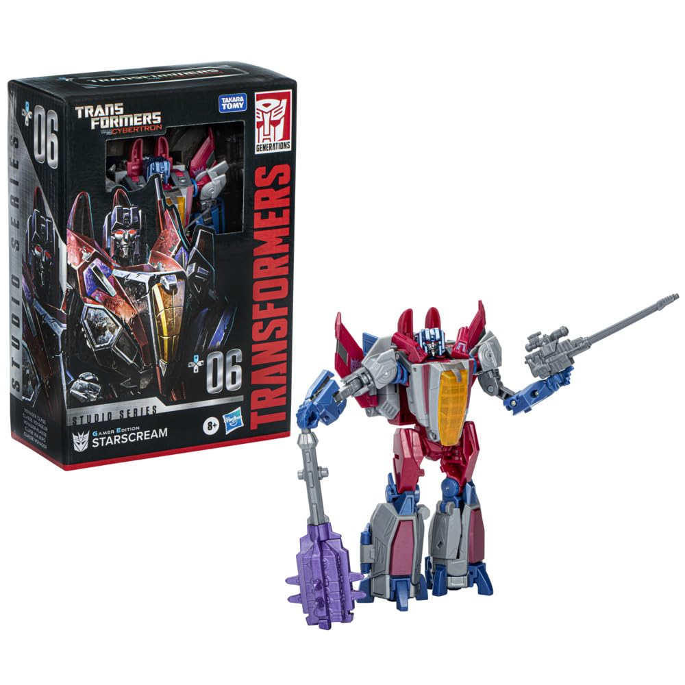 Transformers Toys Studio Series Voyager War for Cybertron 06 Gamer Edition Starscream, figura de acción de conversión de 6.5 pulgadas, 8+