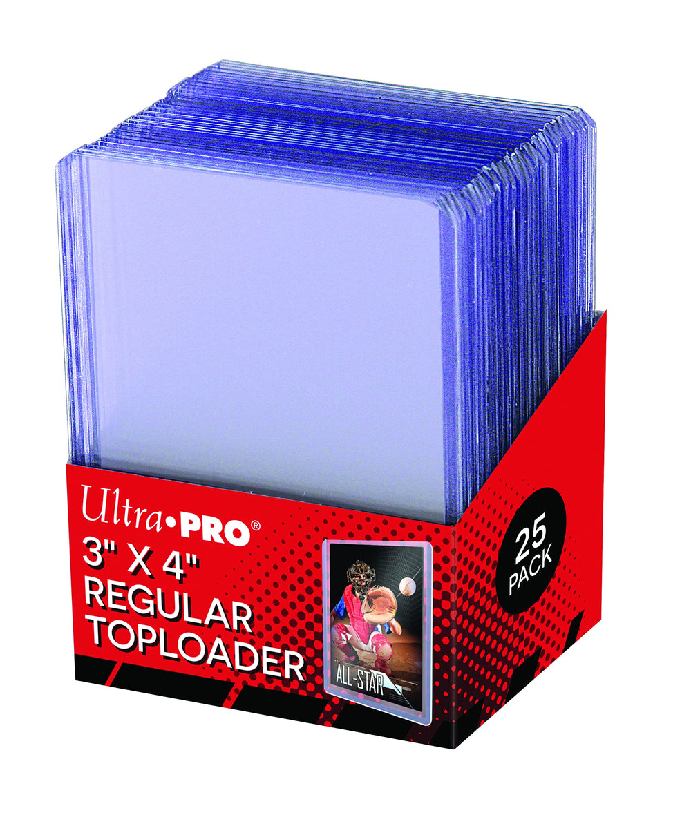 Ultra Pro 3x4 pulgadas Toploader transparente regular de 25 unidades, fundas de plástico duro protectoras para tarjetas de béisbol