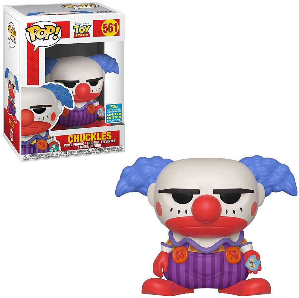 Funko Pop Disney: Toy Story 4 - Figura de vinilo Chuckles The Clown, convención de verano, exclusiva de Amazon, multicolor, estándar (40163)
