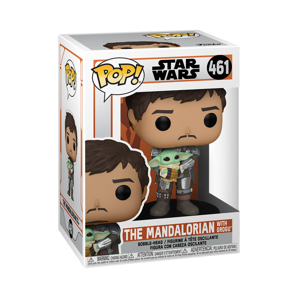 POP Funko Star Wars: The Mandalorian - Mandalorian (Din Djarrin) Sosteniendo al Niño (Grogu), Multicolor (54525)