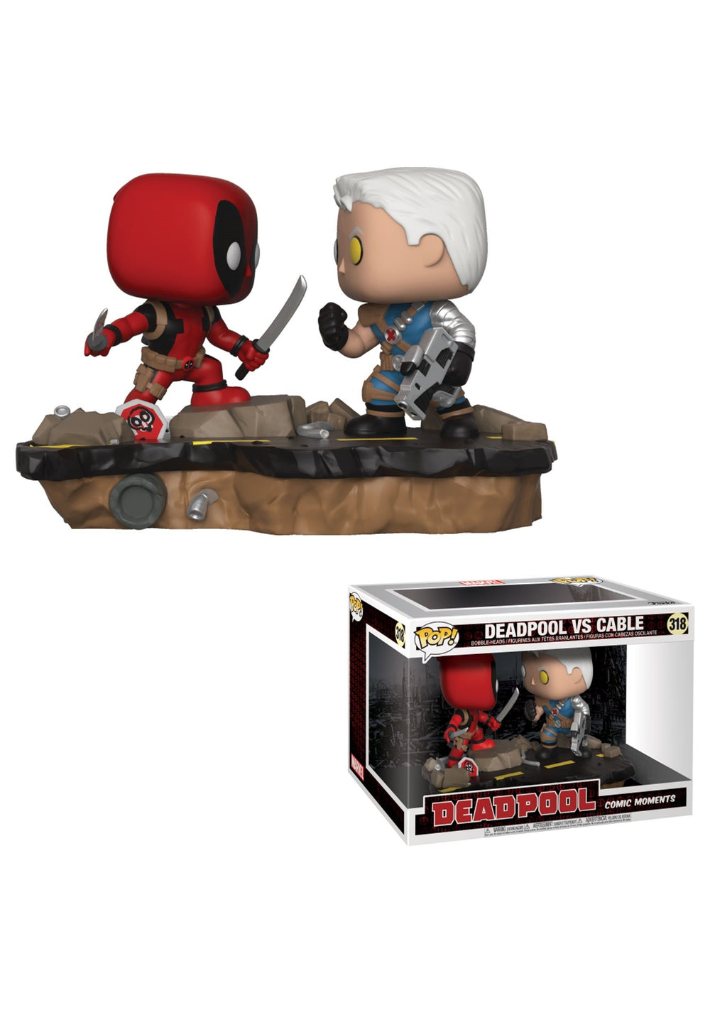 Funko Pop Marvel: Comic Moments-Deadpool Vs. Cable Figura coleccionable, multicolor