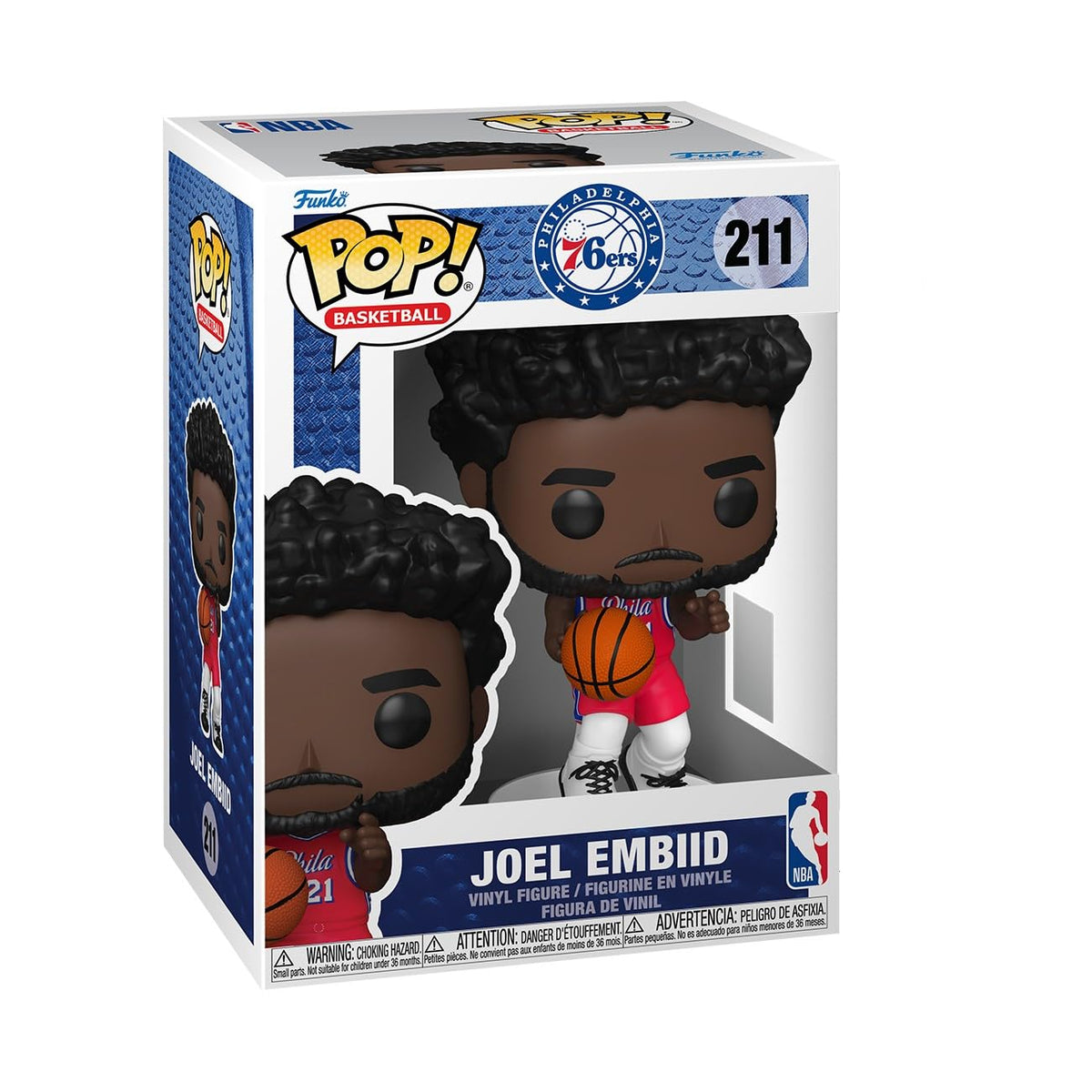Funko Pop! NBA: Philadelphia 76ers - Joel Embiid - Jugadores de la NBA - Figura de vinilo coleccionable - Idea de regalo - Producto oficial - Juguetes para niños y adultos - fanáticos de los deportes