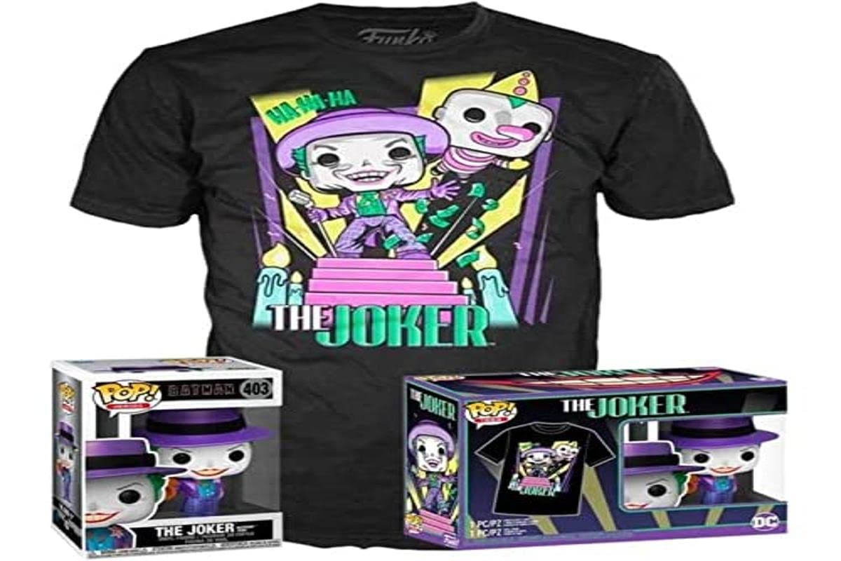 Funko DC Comics Pop! &amp Tee Box Batman 89 Joker con altavoz Tallas S Camisas