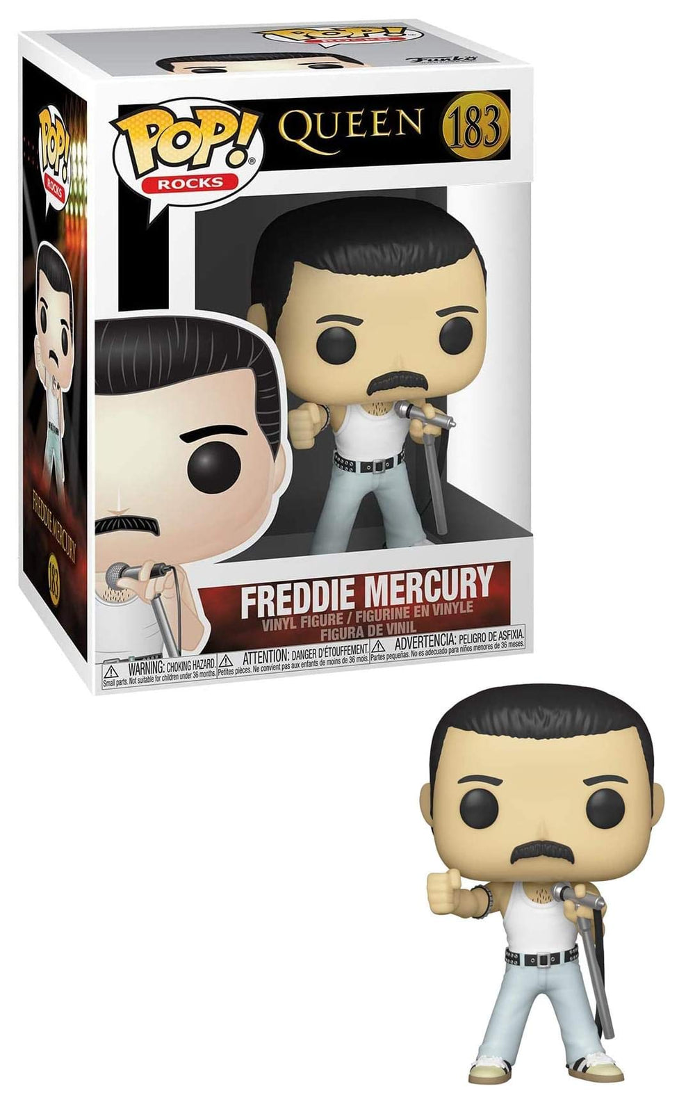 Funko Pop Pop! Rocks: Queen - Freddie Mercury Radio Gaga 1985, multicolor, 3.75 pulgadas
