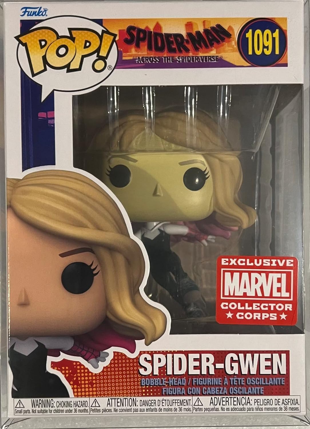 POP Spider-Man Across The Spider-Verse Marvel Collector Corps Exclusive Spider-Gwen 1091 con estuche acrílico gratis
