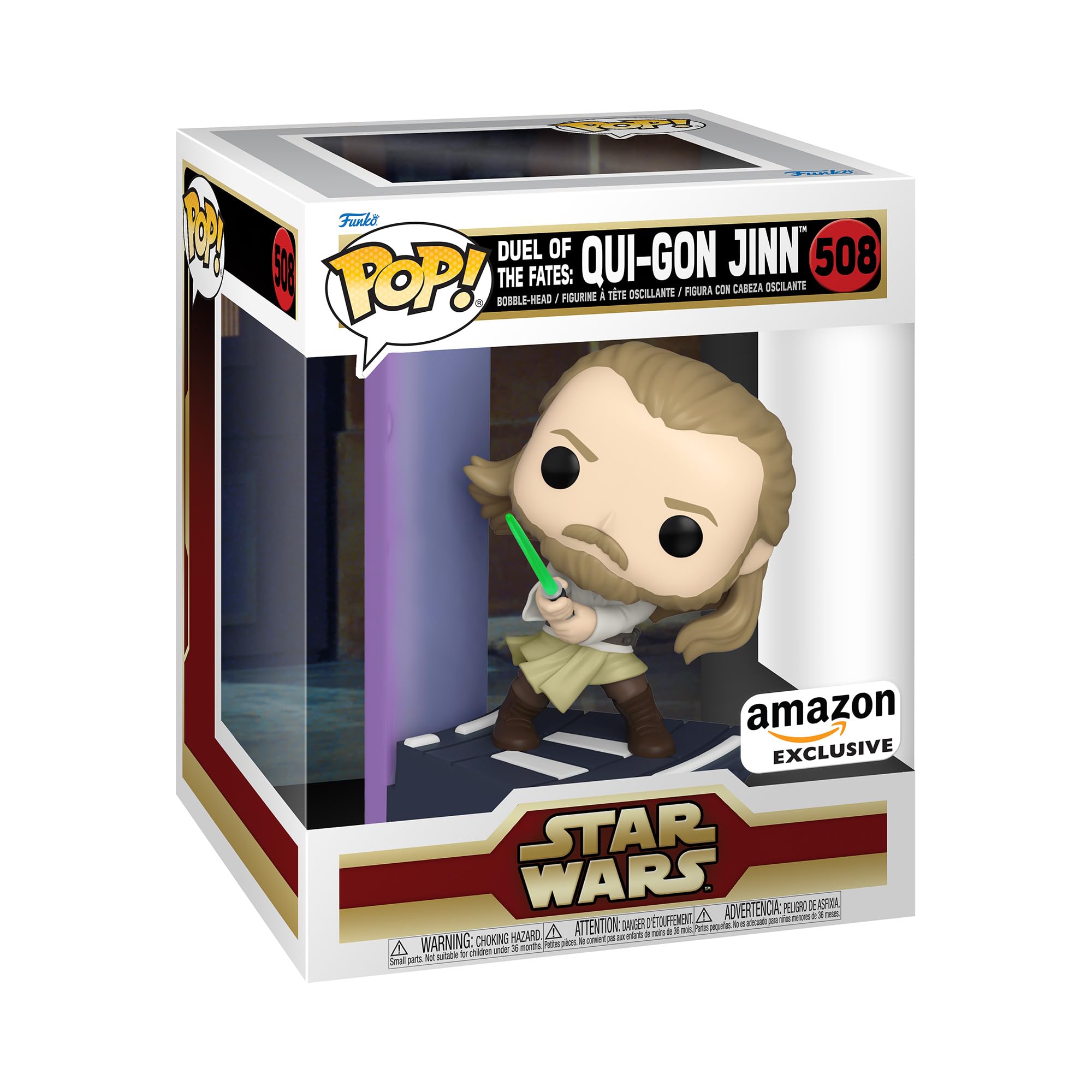Funko Pop! Deluxe: Star Wars Duelo de los Destinos - Qui-Gon Jinn, Exclusivo de Amazon, Figura 3 de 3