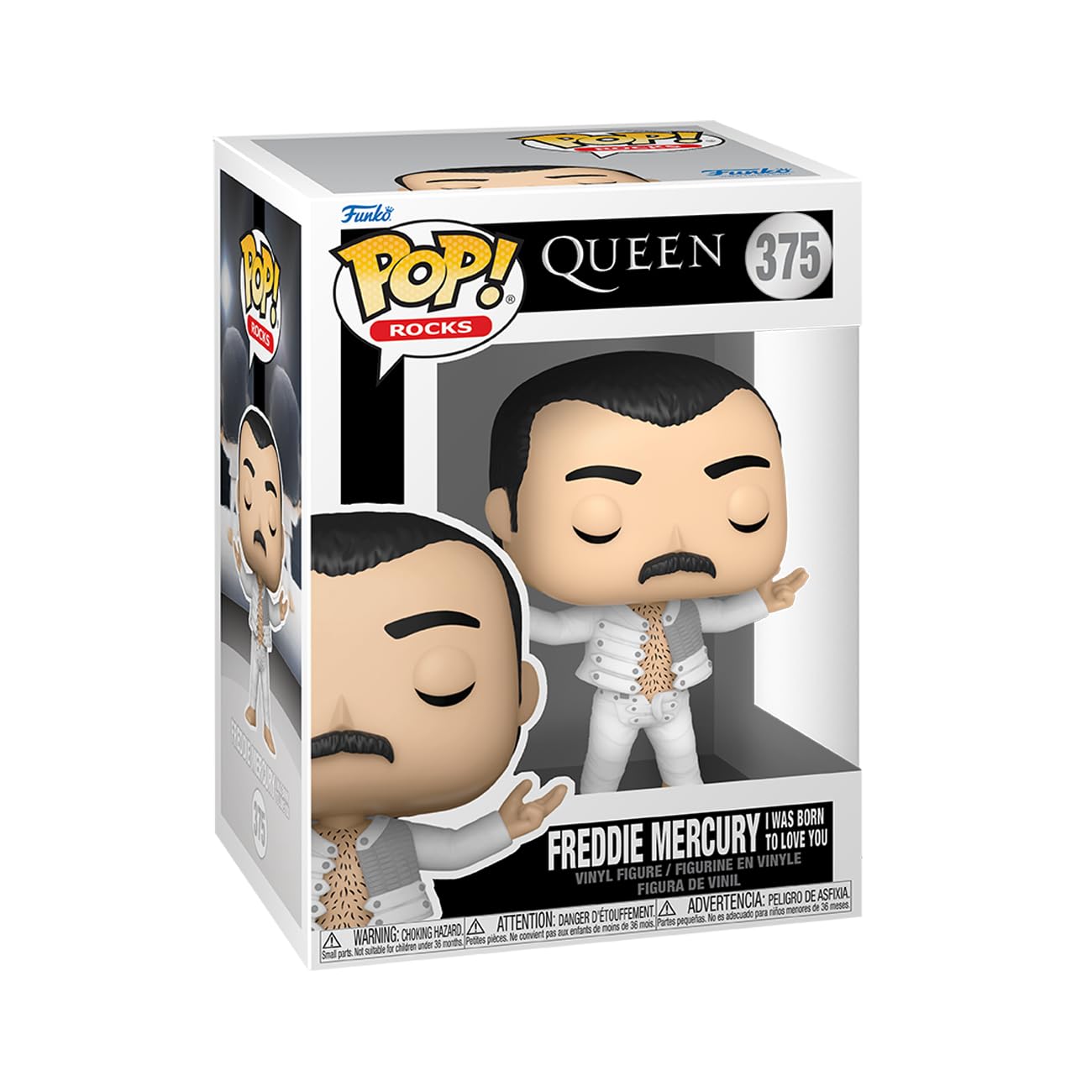 Funko Pop! Rocks: Queen - F. Freddie Mercury - (I was Born to Love You) - Figura de vinilo coleccionable - Idea de regalo - Producto oficial - para niños y adultos - Fans de la música - Figura modelo