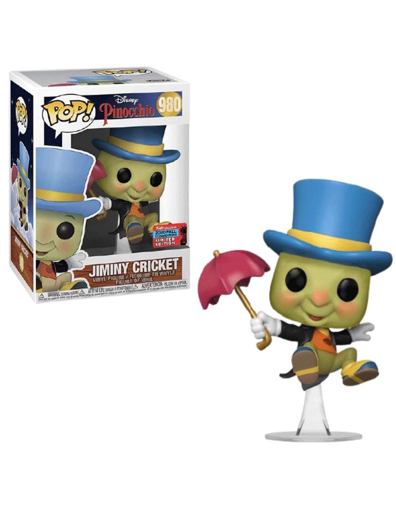 Funko Pop! Disney: Pinocho - Figura de vinilo Jiminy Cricket con paraguas, exclusiva de la convención de otoño, 3.75 pulgadas