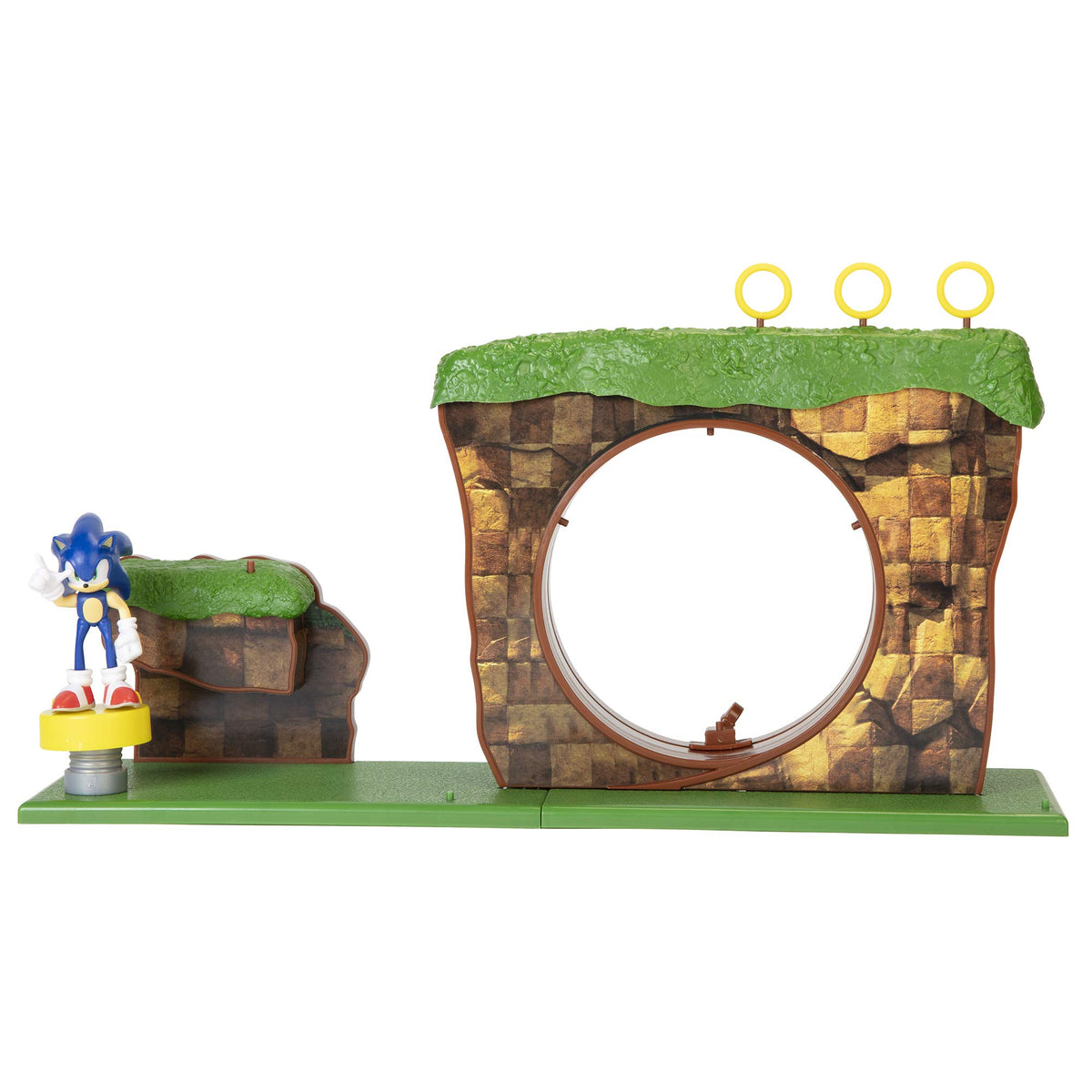 Sonic The Hedgehog Green Hill Zone Playset con figura de acción Sonic de 2.5 pulgadas