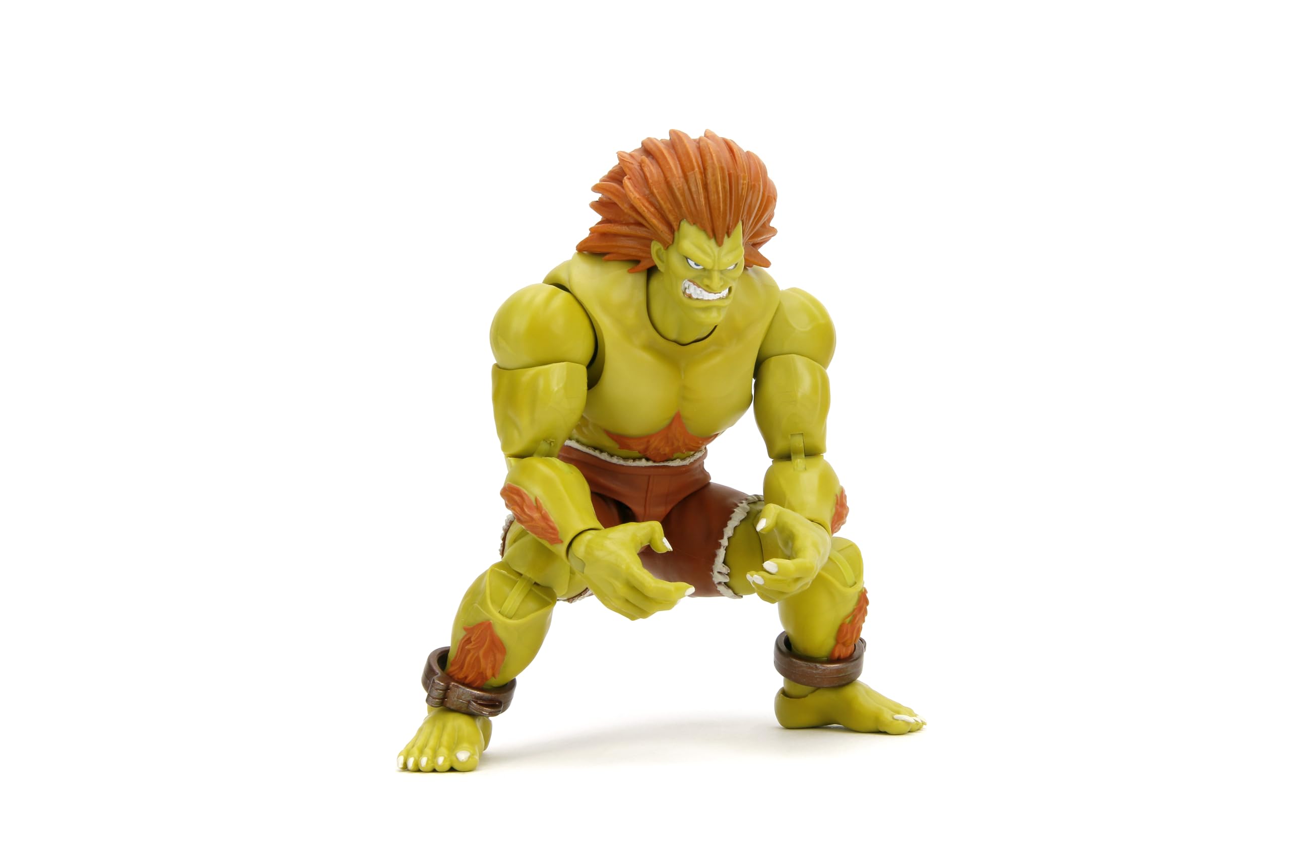 Jada Street Fighter II Blanka - Figura de acción de lujo, escala 1:12, altamente articulada, manos y cabeza intercambiables, accesorio eléctrico de trueno, 7 pulgadas de alto, coleccionable de