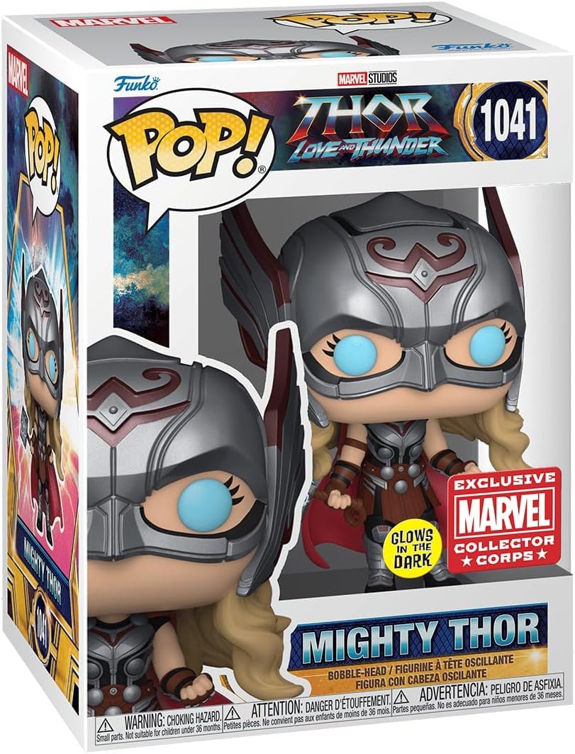 POP Thor Love &amp Thunder Marvel Collector Corps Exclusive Glow in the Dark Mighty Thor 1041 con estuche acrílico gratis