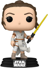 Funko POP Star Wars: The Rise of Skywalker, Ep. 9 - Rey con cabeza de vinilo de sable amarillo, multicolor, estándar, 51482
