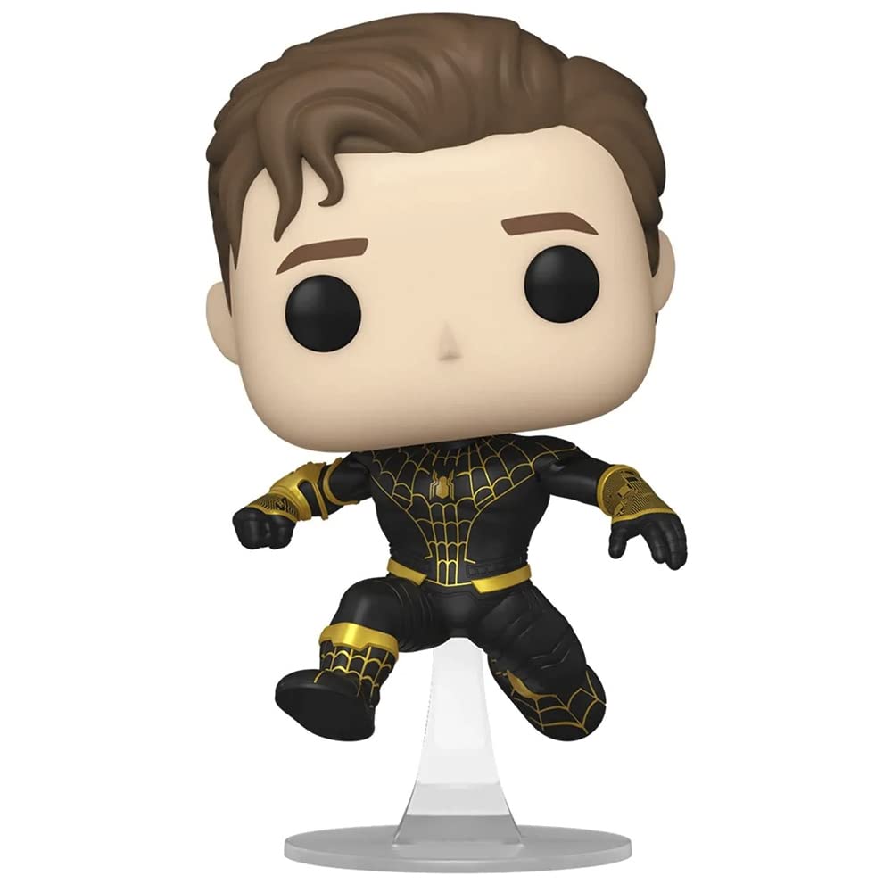Funko Figura de Spiderman No Way Home: (negro/dorado) (desenmascarado) (exclusivo de anime AAA)