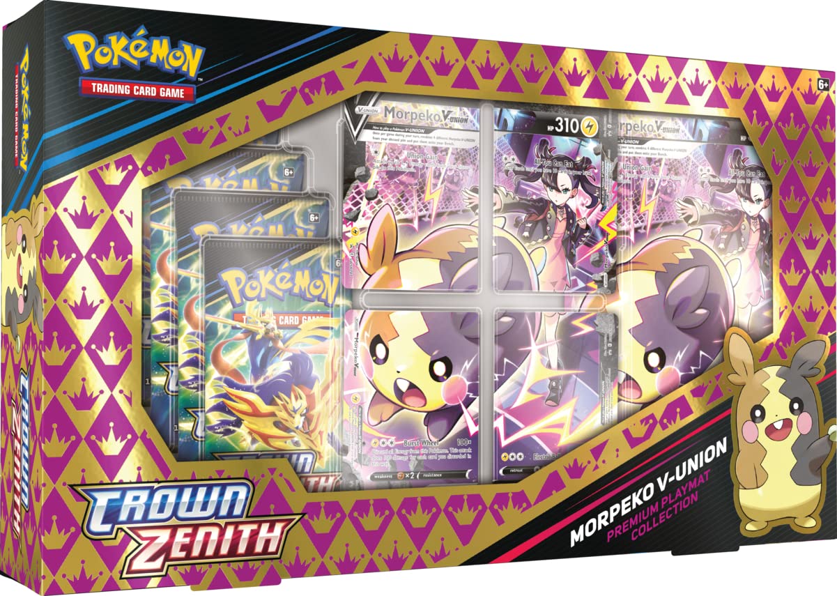 Pokémon TCG: Colección de tapetes prémium de la corona Zenith Morpeko V-Union Box