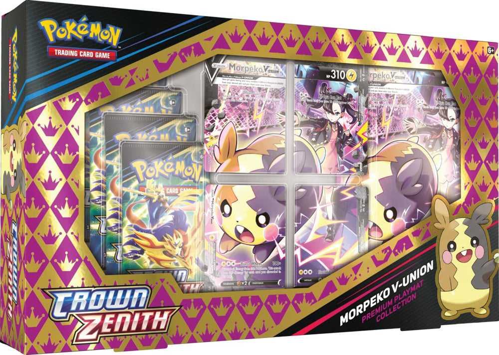 Pokémon TCG: Colección de tapetes prémium de la corona Zenith Morpeko V-Union Box