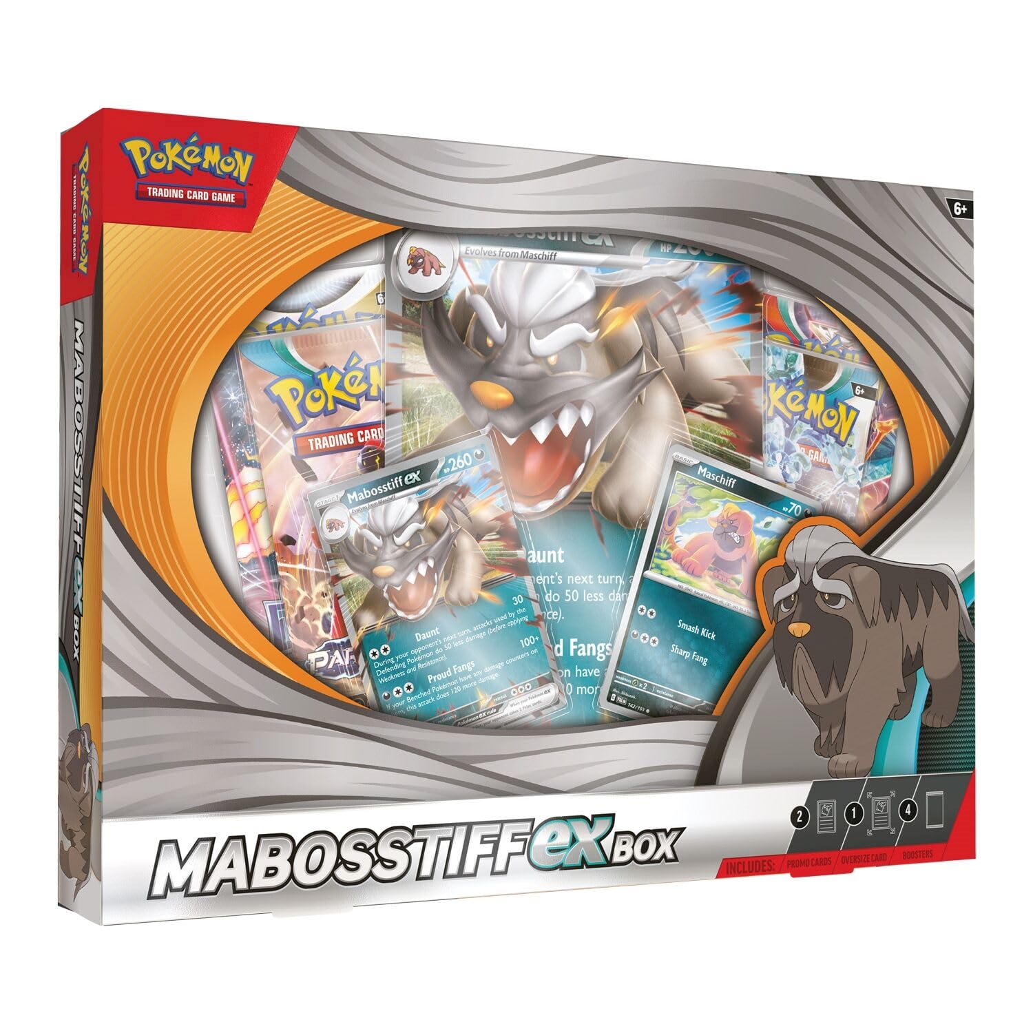 Pokemon TCG: Caja MABOSSTIFF EX - 4 paquetes, promociones