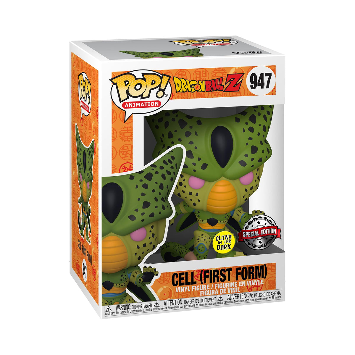 Funko Pop! Animation: DBZ - Cell - (First Form) - Glow in the Dark - Dragon Ball Z - Figura de vinilo coleccionable - Idea de regalo - Productos oficiales - Juguetes para niños y adultos