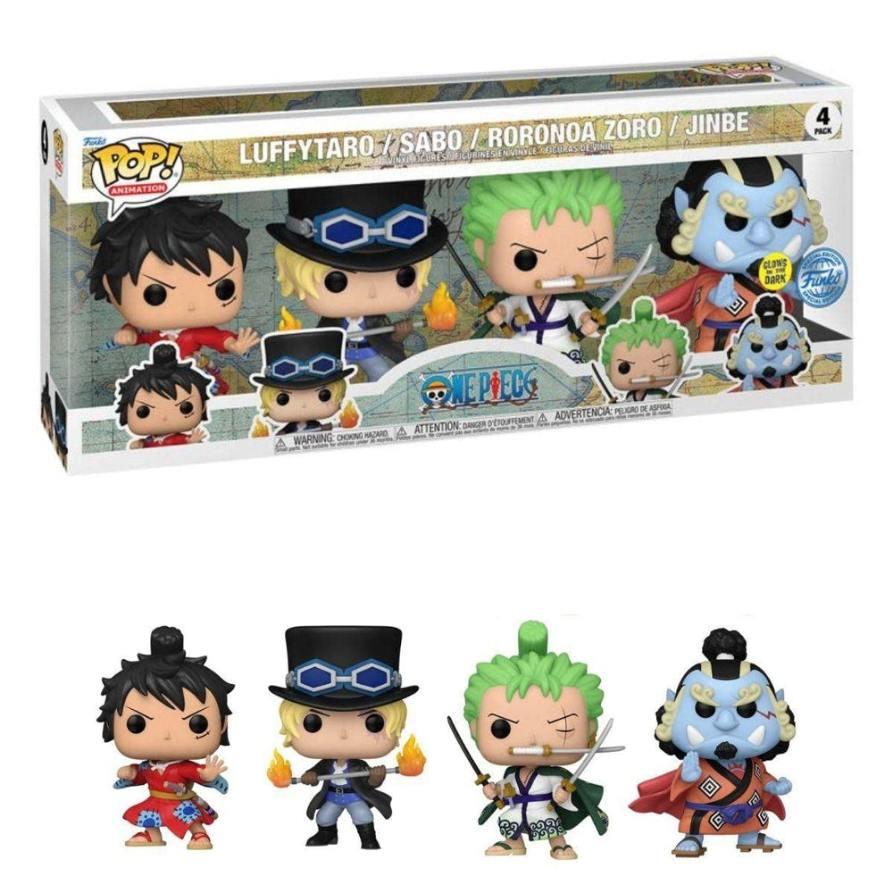 Funko Pop! Animation: One Piece - Monkey D. Luffy - Paquete de 4 - Brillan en la oscuridad - Figura de vinilo coleccionable - Idea de regalo - Producto oficial - Juguetes para niños y adultos - Fans del anime
