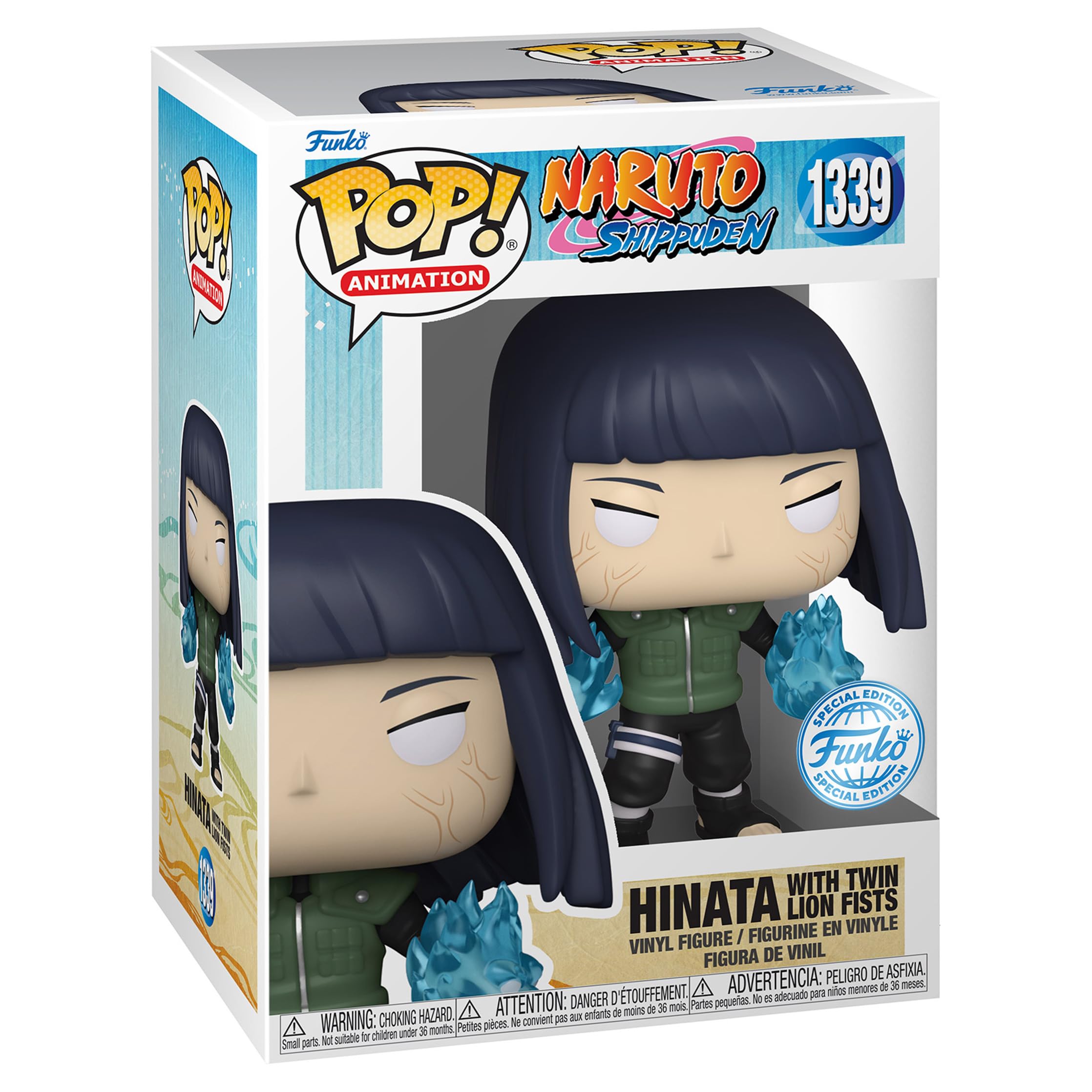 Funko Animación: Naruto Shippuden - Hinata Hyuga Byakugan Princesa con dos puños de león Edición especial Multicolor Figura de vinilo exclusiva 1339 (común)
