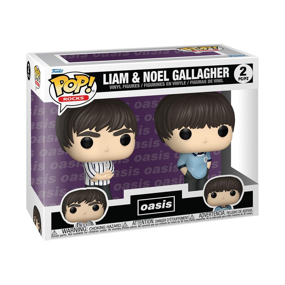 Funko Pop! Rocks: Oasis - Liam &amp Noel Gallagher, paquete de 2 - Figura de vinilo coleccionable - Idea de regalo - Producto oficial - Juguetes para niños y adultos - Fans de la música