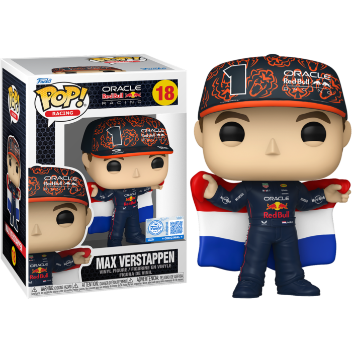 Formula 1 Red Bull Max Verstappen with Flag Funko Pop! Vinyl Figure #18 - Entertainment Earth Exclusive
